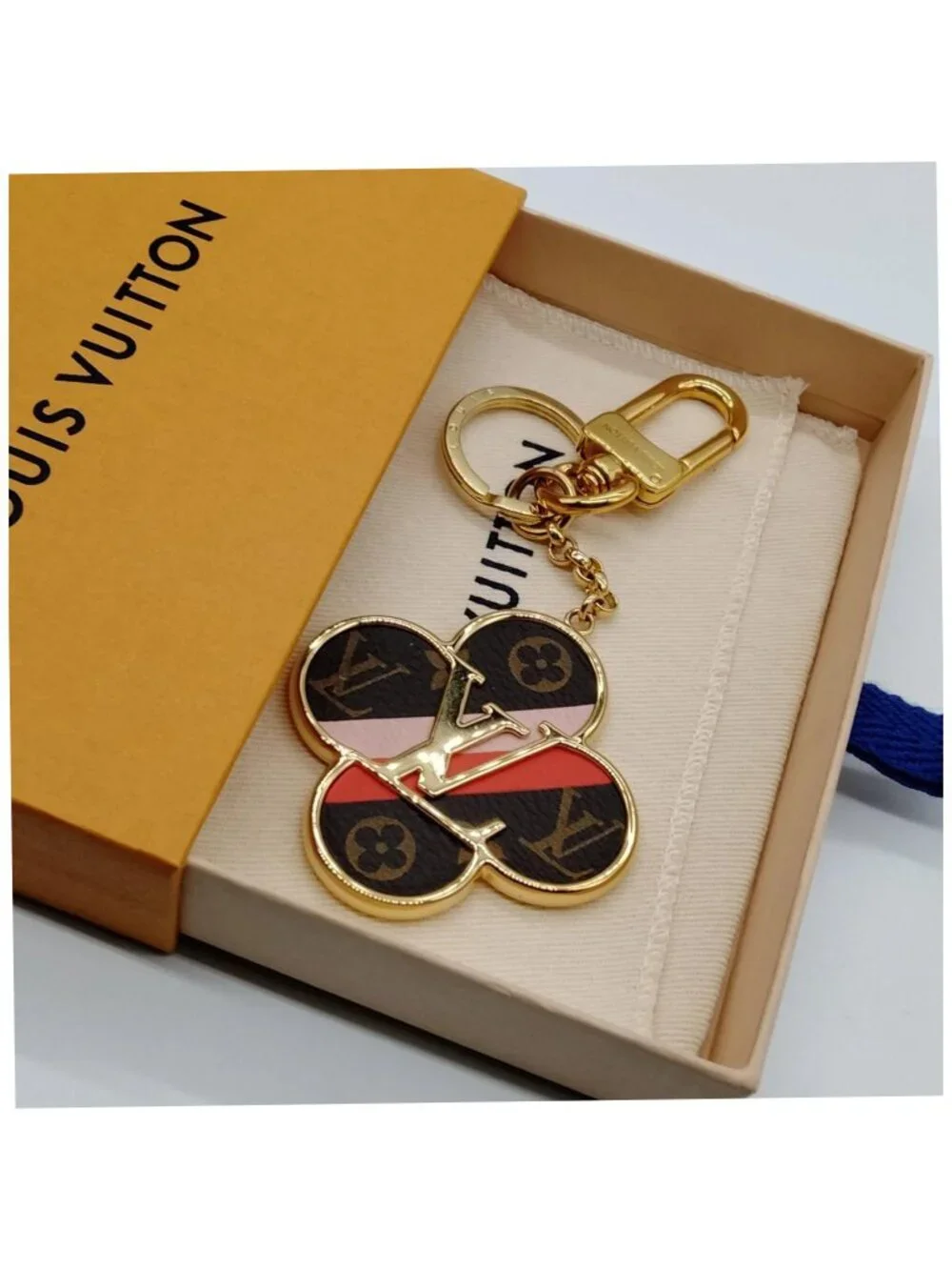 Authentic Louis Vuitton Monogram Flower Bag Charm & Key Holder